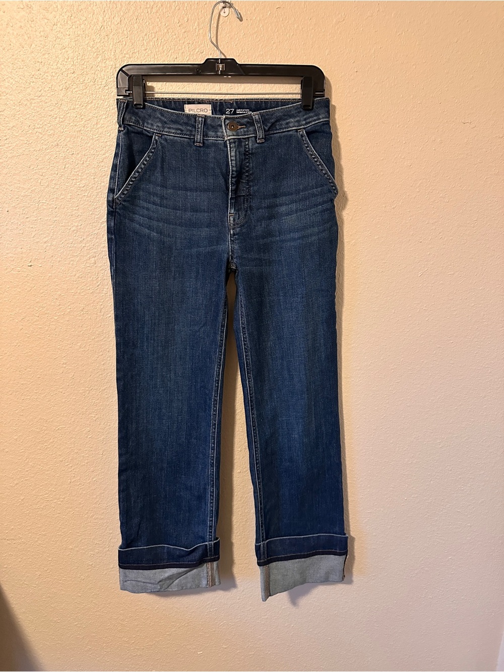 Pilcro Anthropologie Dark Blue Cropped Jeans Women’s 27 Cuffed